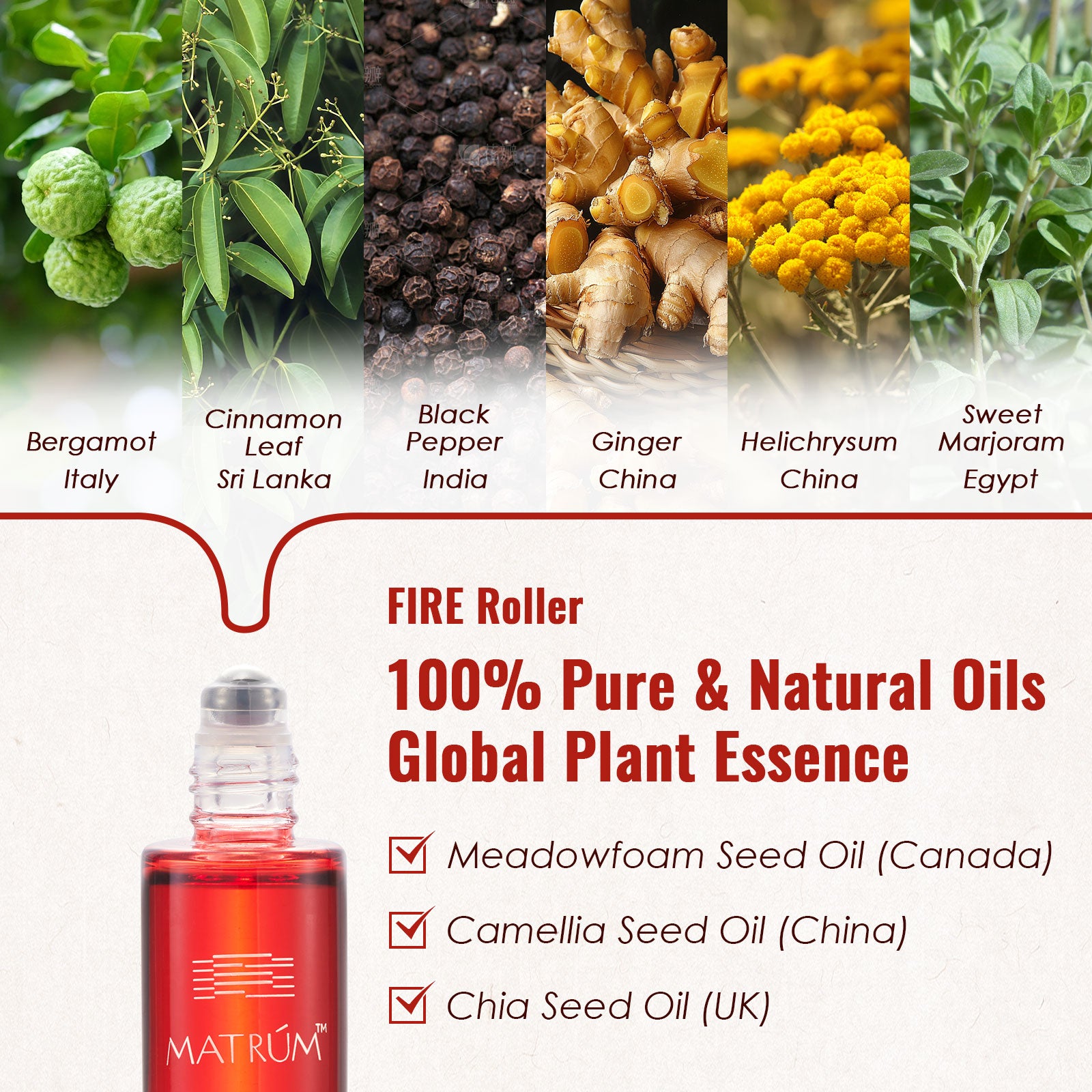 Fire Element - Five Elements Wellness Roller(Single)